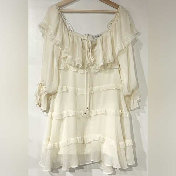 NWT Ever New Melbourne Daisy Ruffle Mini Dress in Ivory 4 - Picture 6 of 8